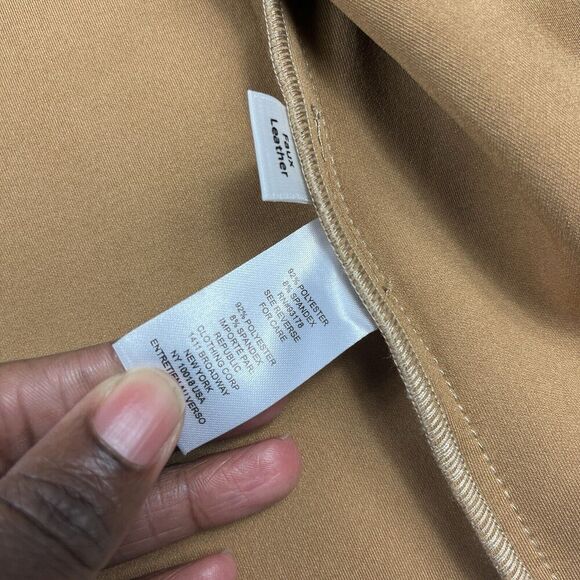 Tahari Womens Faux Leather Jacket Brown Open Front Mid Length Relaxed Fit XS - Picture 9 of 12